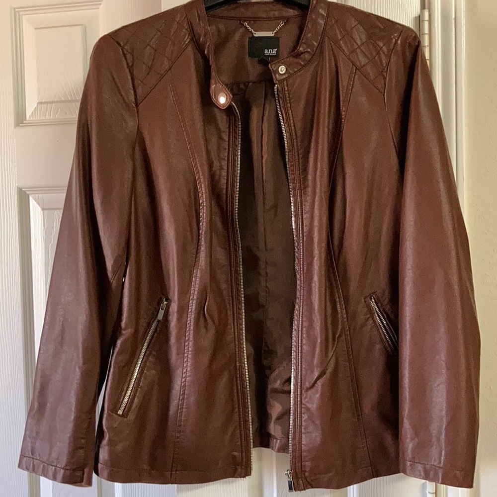 Brown Faux Leather Jacket x a.n.a a new approach